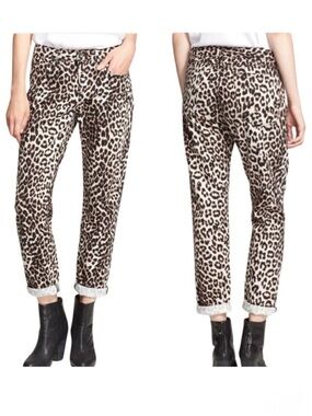 RAG & BONE Boyfriend Jeans Snow Leopard Print Mid-Rise Loose Fit Ankle Denim 27